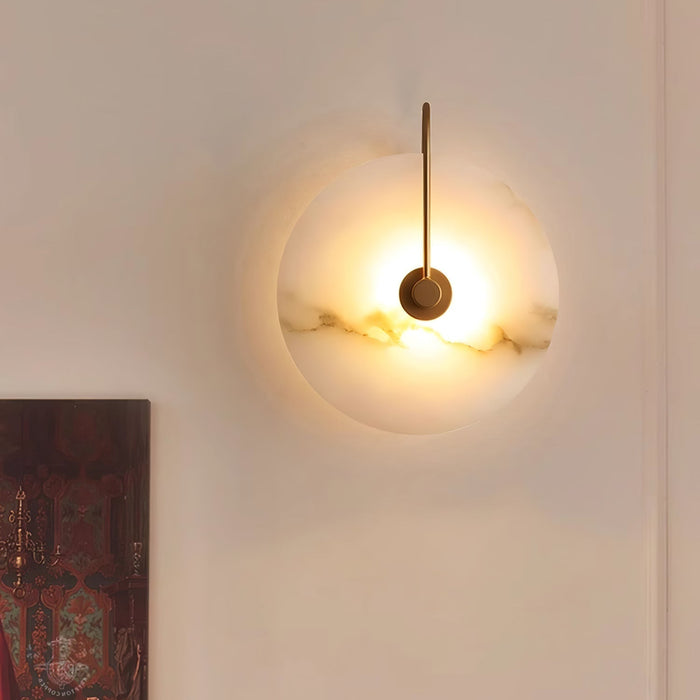 Alabastrová LED Nástěnná Lampa s Moderním Designem – Kulatý Tvar a Jemné Osvětlení, Ideální do Ložnice a Obývacího Pokoje 3
