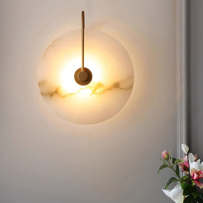 Alabastrová LED Nástěnná Lampa s Moderním Designem – Kulatý Tvar a Jemné Osvětlení, Ideální do Ložnice a Obývacího Pokoje 4