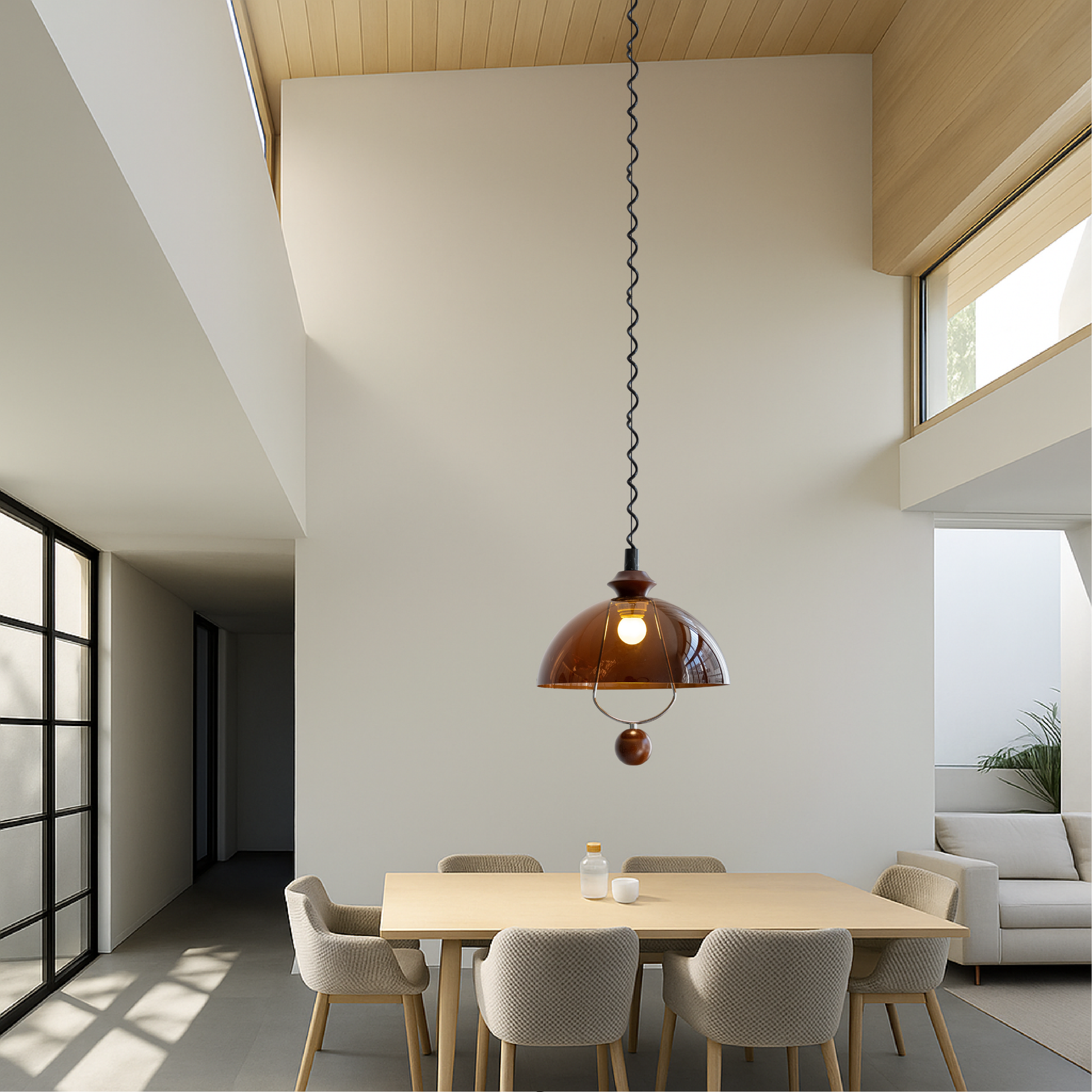 Starožitná Závěsná Lampa s Nastavitelnou Výškou – Rustikální Design pro Obývací Pokoj a Jídelnu, Železo, LED E27 4
