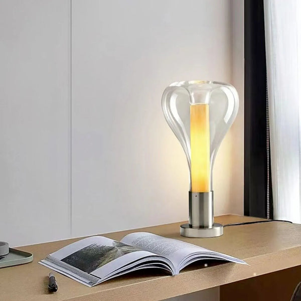 Umělecká Stolní Lampa s Uklidňujícím Světlem – Skleněná Lampička na Noční Stolek do Ložnice a Obývacího Pokoje 0