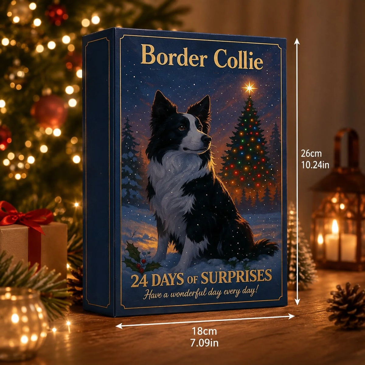 Adventní kalendář pro Border Kolie s 24 veselými figurkami, ideální pro sváteční odpočítávání v roce 4