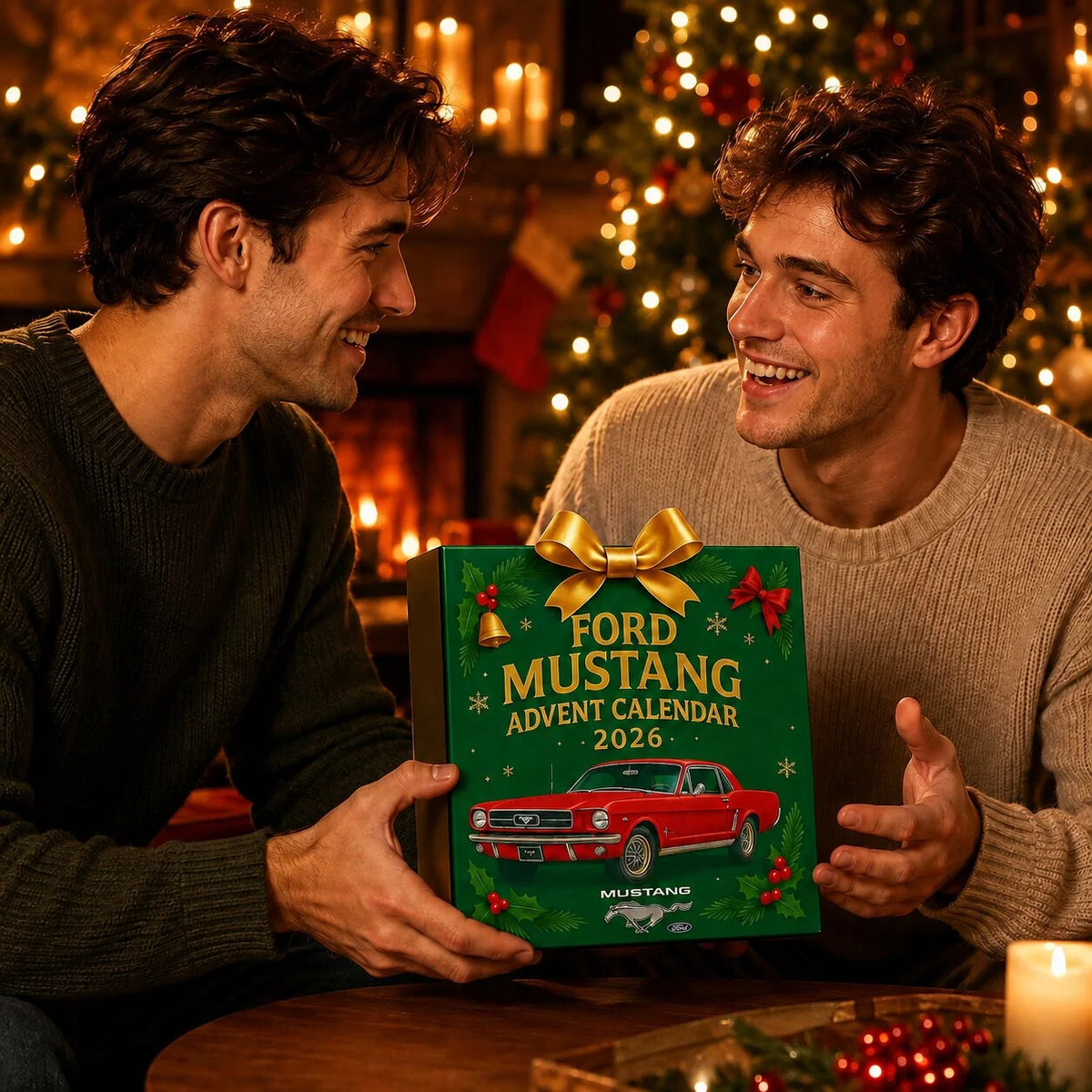 Adventní kalendář s 24 modely Mustangů v americkém muscle car stylu, ideální pro sběratele a 1