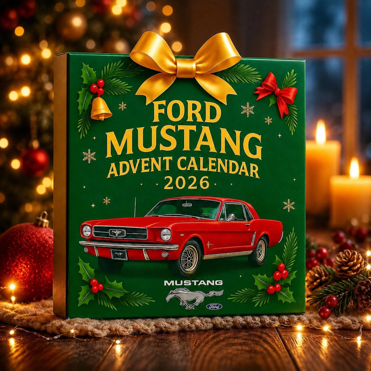 Adventní kalendář s 24 modely Mustangů v americkém muscle car stylu, ideální pro sběratele a 3