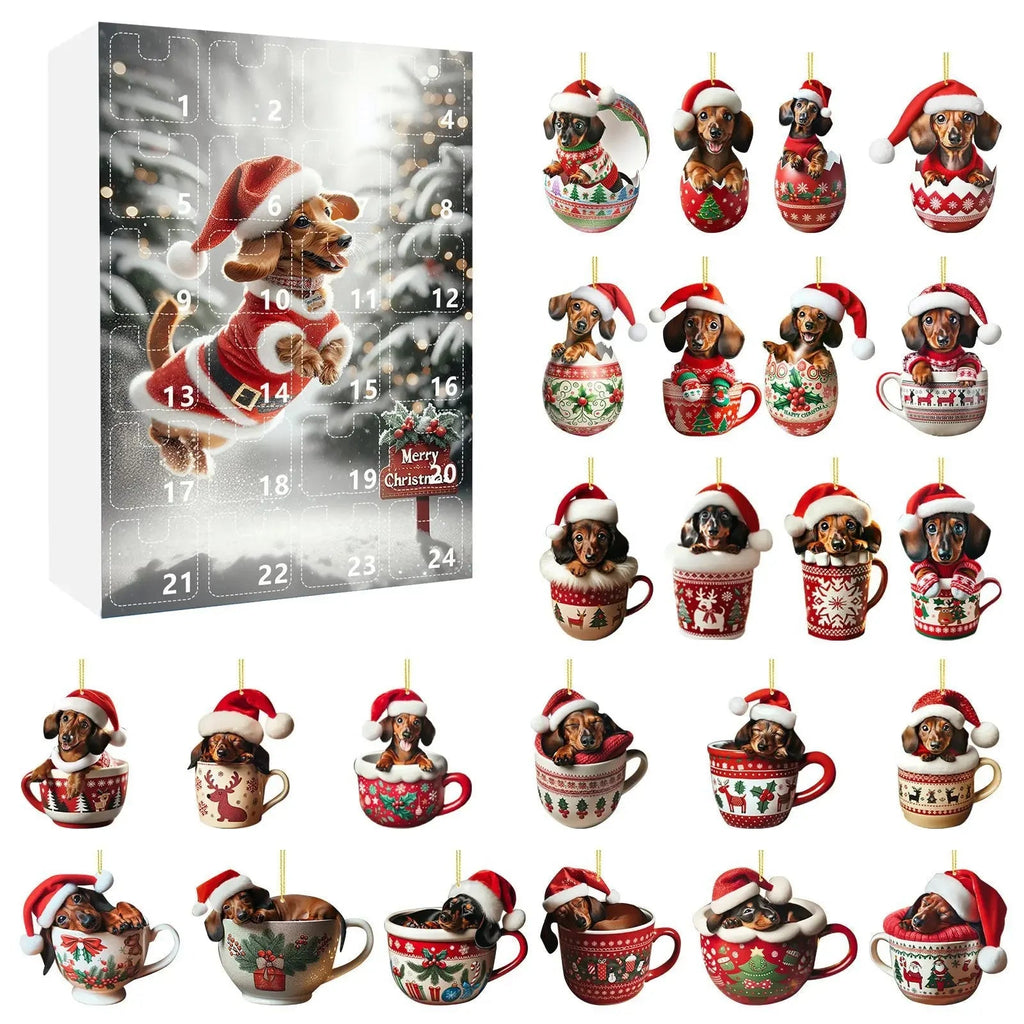 Adventní kalendář pro jezevčíky - 24denní odpočet a dekorativní akrylový vzor 0