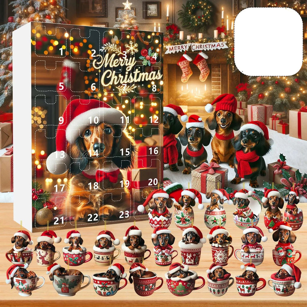 Adventní kalendář pro jezevčíky - 24denní odpočet a dekorativní akrylový vzor 2