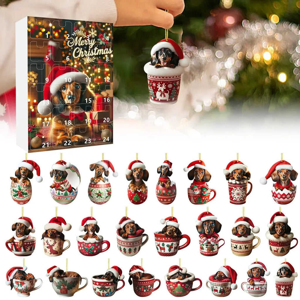 Adventní kalendář pro jezevčíky - 24denní odpočet a dekorativní akrylový vzor 4