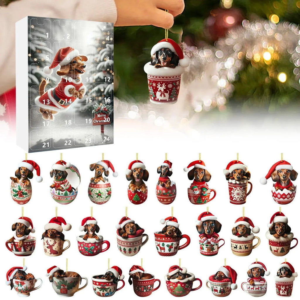 Adventní kalendář pro jezevčíky - 24denní odpočet a dekorativní akrylový vzor 5