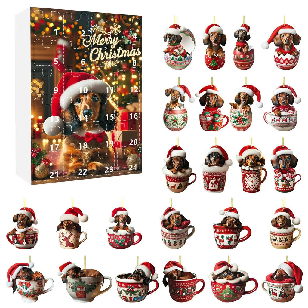 Adventní kalendář pro jezevčíky - 24denní odpočet a dekorativní akrylový vzor 8