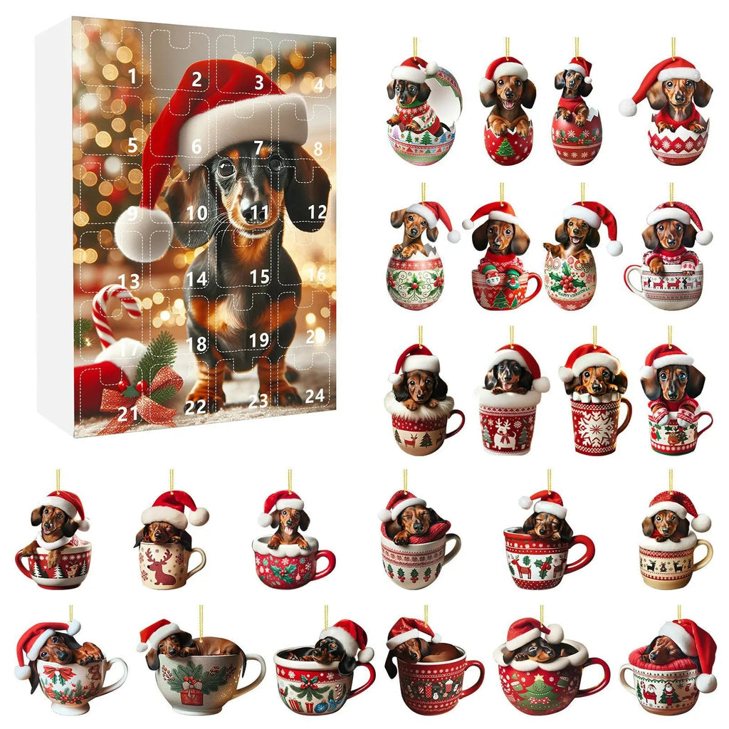 Adventní kalendář pro jezevčíky - 24denní odpočet a dekorativní akrylový vzor 9