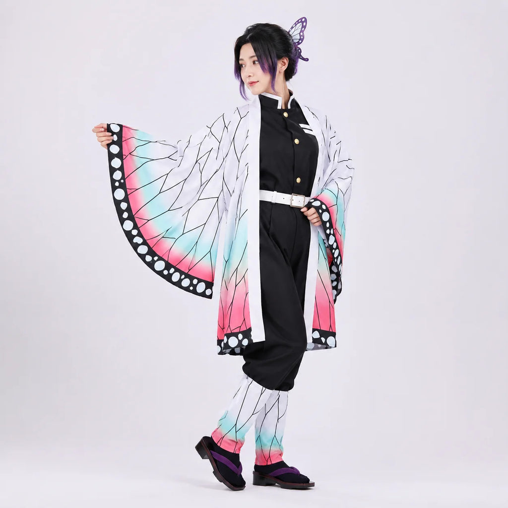 Anime cosplay kimono costume with sword for kids and adults, perfect for Halloween and cosplay events, featuring vibrant colors and intricate designs. 1