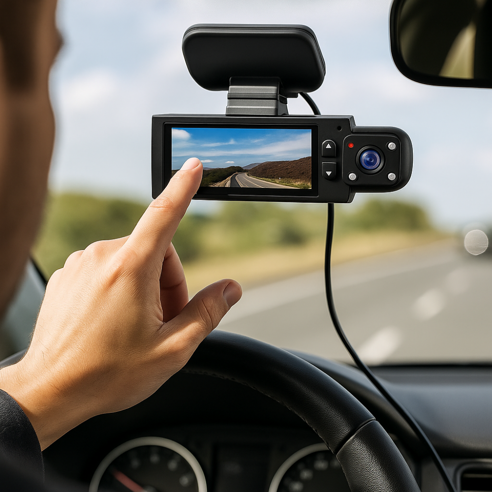 Autokamera s dvojitým objektivem a rozlišením 1080p s Wi-Fi – noční vidění, širokoúhlý záběr, vestavěný mikrofon a reproduktor 0
