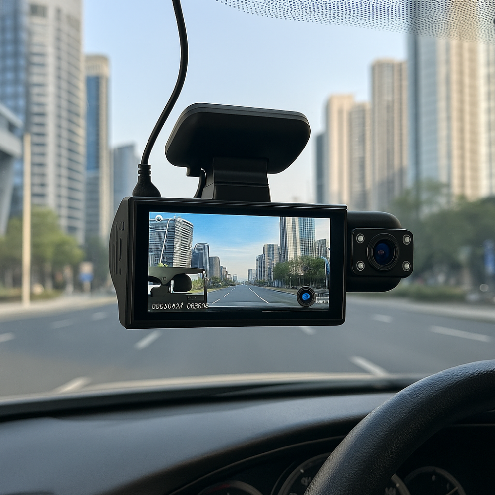 Autokamera s dvojitým objektivem a rozlišením 1080p s Wi-Fi – noční vidění, širokoúhlý záběr, vestavěný mikrofon a reproduktor 4