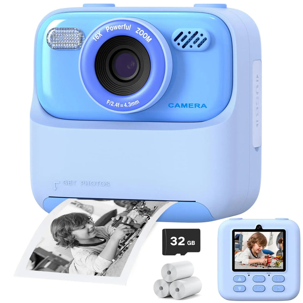 Barevná HD selfie kamera pro děti s 32GB pamětí – okamžitý tisk a kreativní funkce pro děti 3