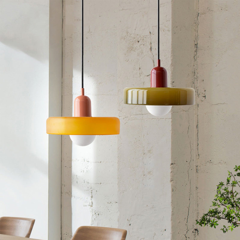 Barevná závěsná lampa Bauhaus s nastavitelným kabelem – lampa do obývacího pokoje a na stole, moderní design, sklo a kov 1