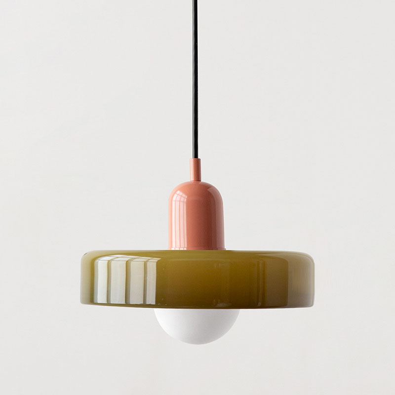 Barevná závěsná lampa Bauhaus s nastavitelným kabelem – lampa do obývacího pokoje a na stole, moderní design, sklo a kov 18