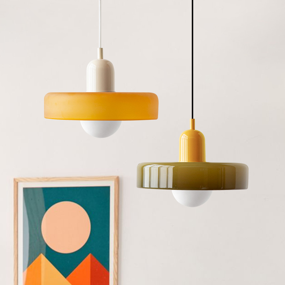 Barevná závěsná lampa Bauhaus s nastavitelným kabelem – lampa do obývacího pokoje a na stole, moderní design, sklo a kov 6