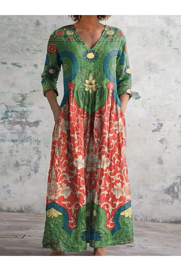 Barevné Boho maxi šaty s splývavým střihem pro ženy, vícebarevné elegantní dlouhé šaty 0