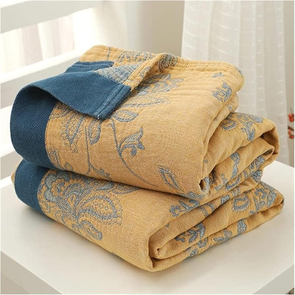 Bavlněná deka s květinovým vzorem, prodyšná jacquard přikrývka ideální pro 8