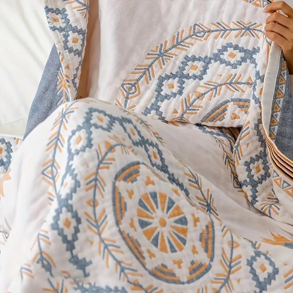 Bavlněná deka s mandalou v boho stylu, pratelná v pračce, ideální pro relaxaci 1