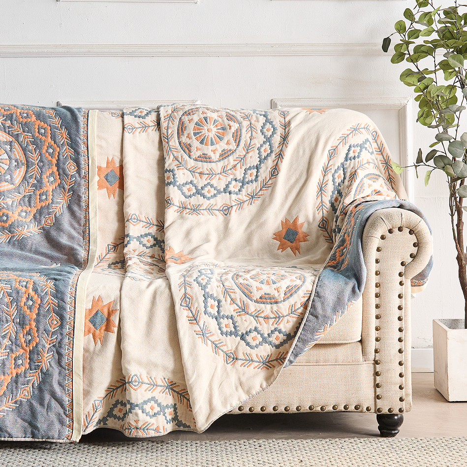Bavlněná deka s mandalou v boho stylu, pratelná v pračce, ideální pro relaxaci 5