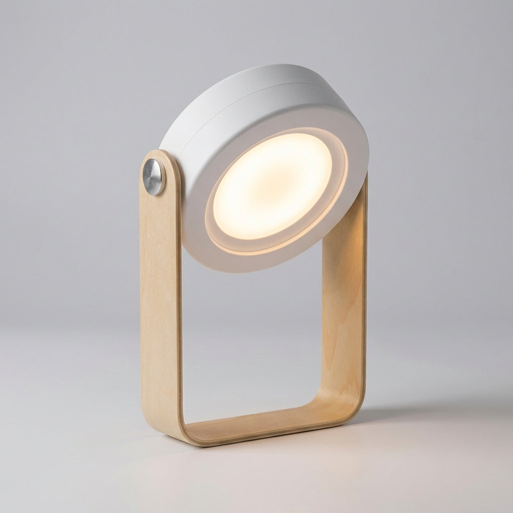 Bezdrátová LED stolní lampa s dotykovým ovládáním – moderní design ze dřeva a kovu 3
