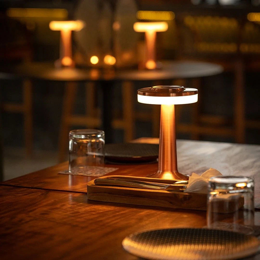 Bezdrátová stmívatelná barová stolní lampa s nastavitelnou teplotou světla a železným design 1