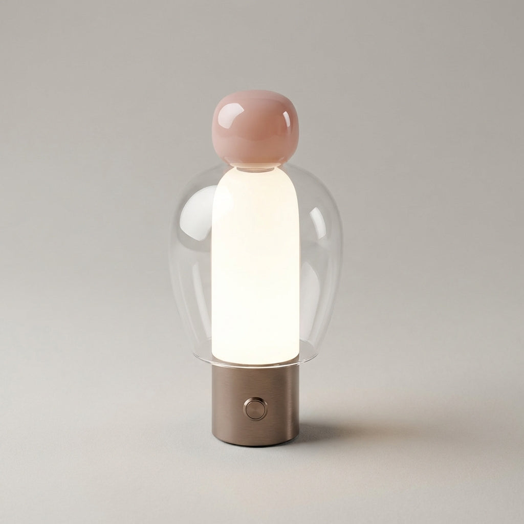 Bezdrátová Stolní Lampa s Ovládáním Jasu a Teplým LED Světlem – Moderní Skleněný Design 0