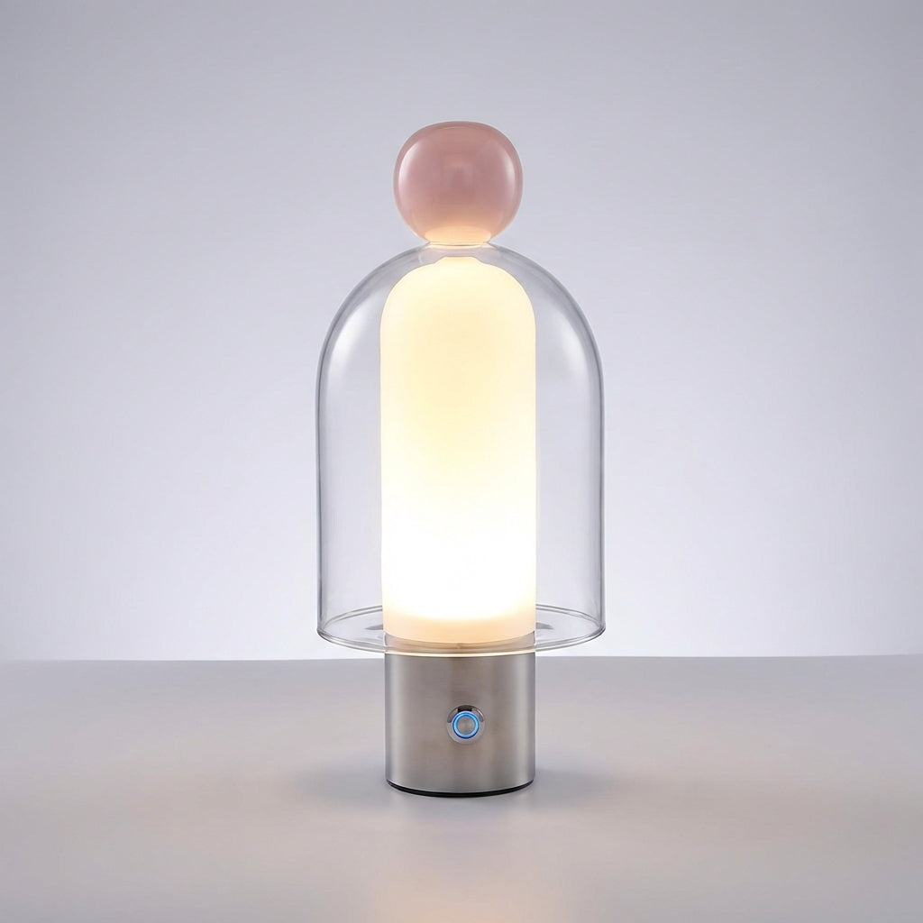 Bezdrátová Stolní Lampa s Ovládáním Jasu a Teplým LED Světlem – Moderní Skleněný Design 2
