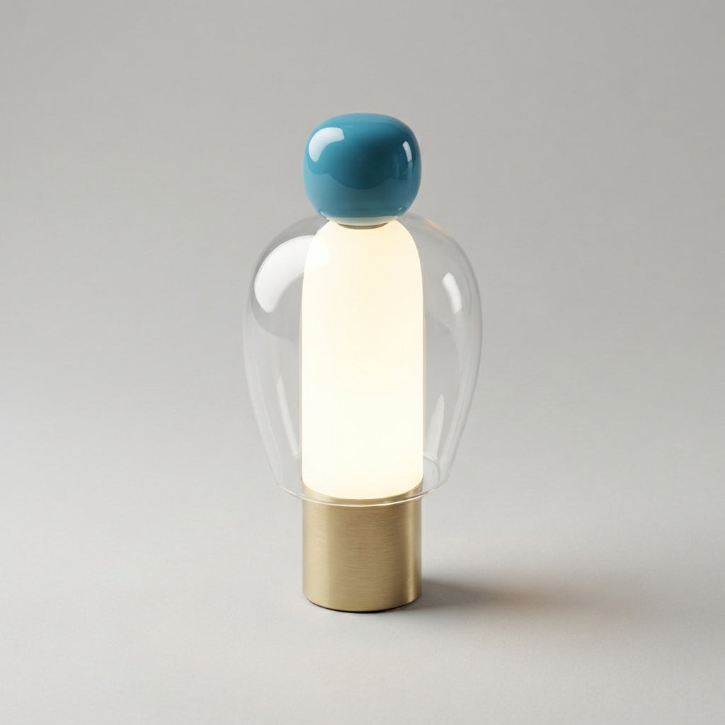 Bezdrátová Stolní Lampa s Ovládáním Jasu a Teplým LED Světlem – Moderní Skleněný Design 4