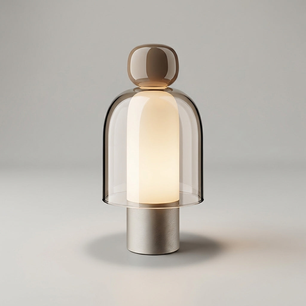 Bezdrátová Stolní Lampa s Ovládáním Jasu a Teplým LED Světlem – Moderní Skleněný Design 5