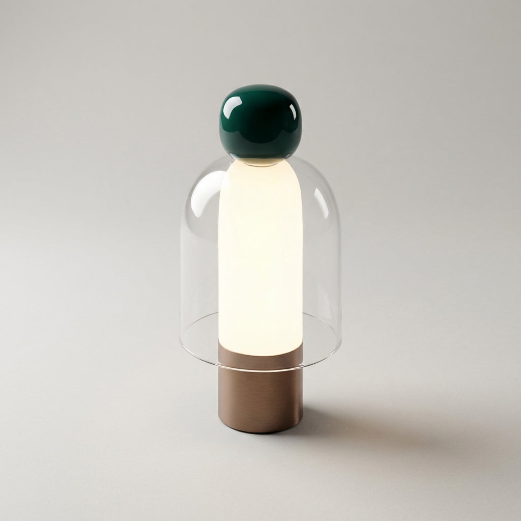 Bezdrátová Stolní Lampa s Ovládáním Jasu a Teplým LED Světlem – Moderní Skleněný Design 6