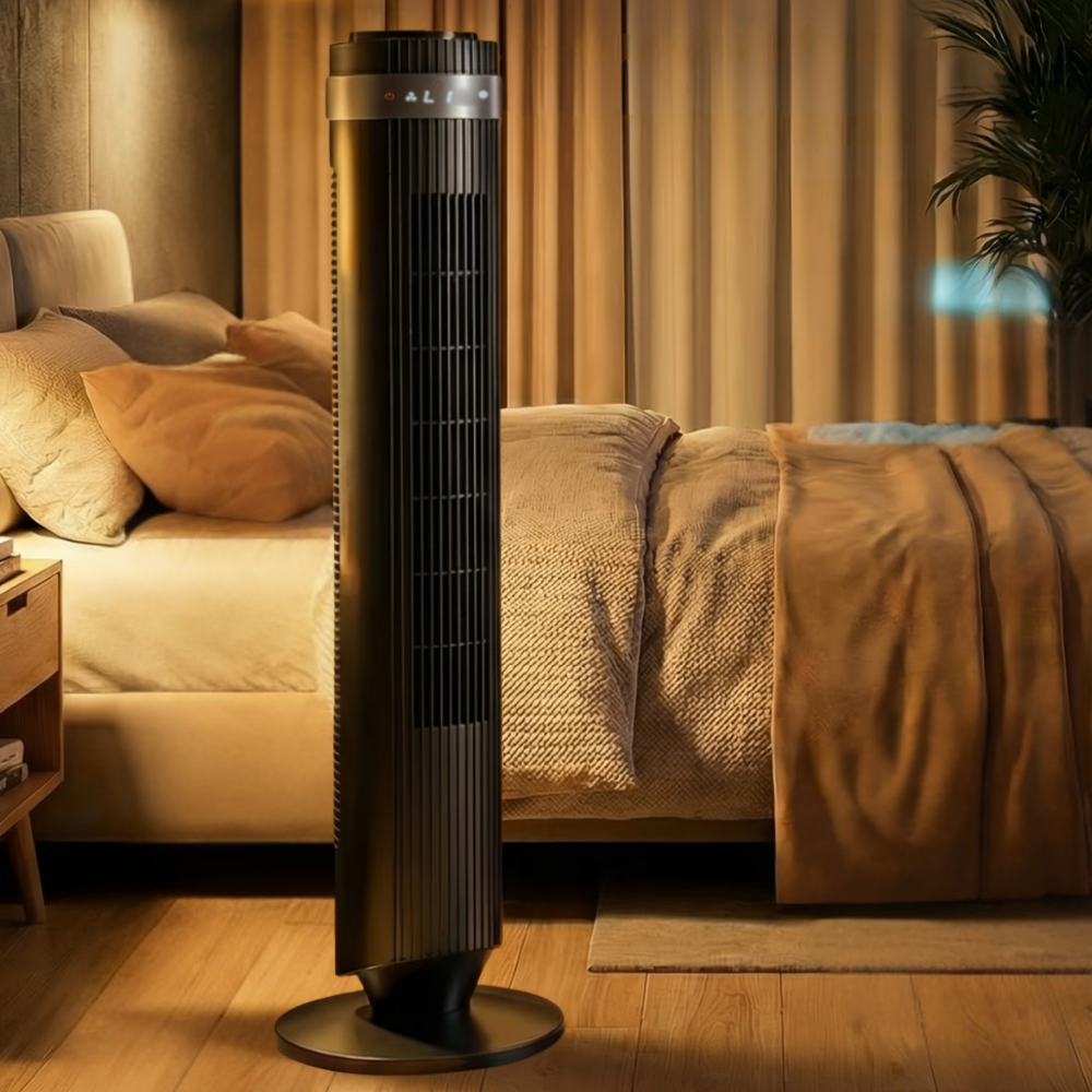 Bezlopatkový věžový ventilátor s tichým chlazením a vysokorychlostním prouděním vzduchu – štíhlý prostorově úsporný design 0