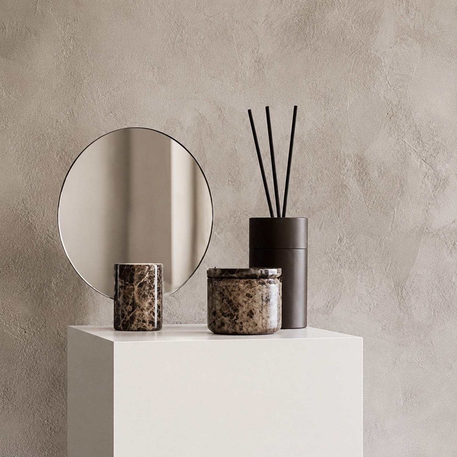 Bezrámové stojací zrcadlo s mramorovým podstavcem, moderní design pro koupelnu a interiéry 4