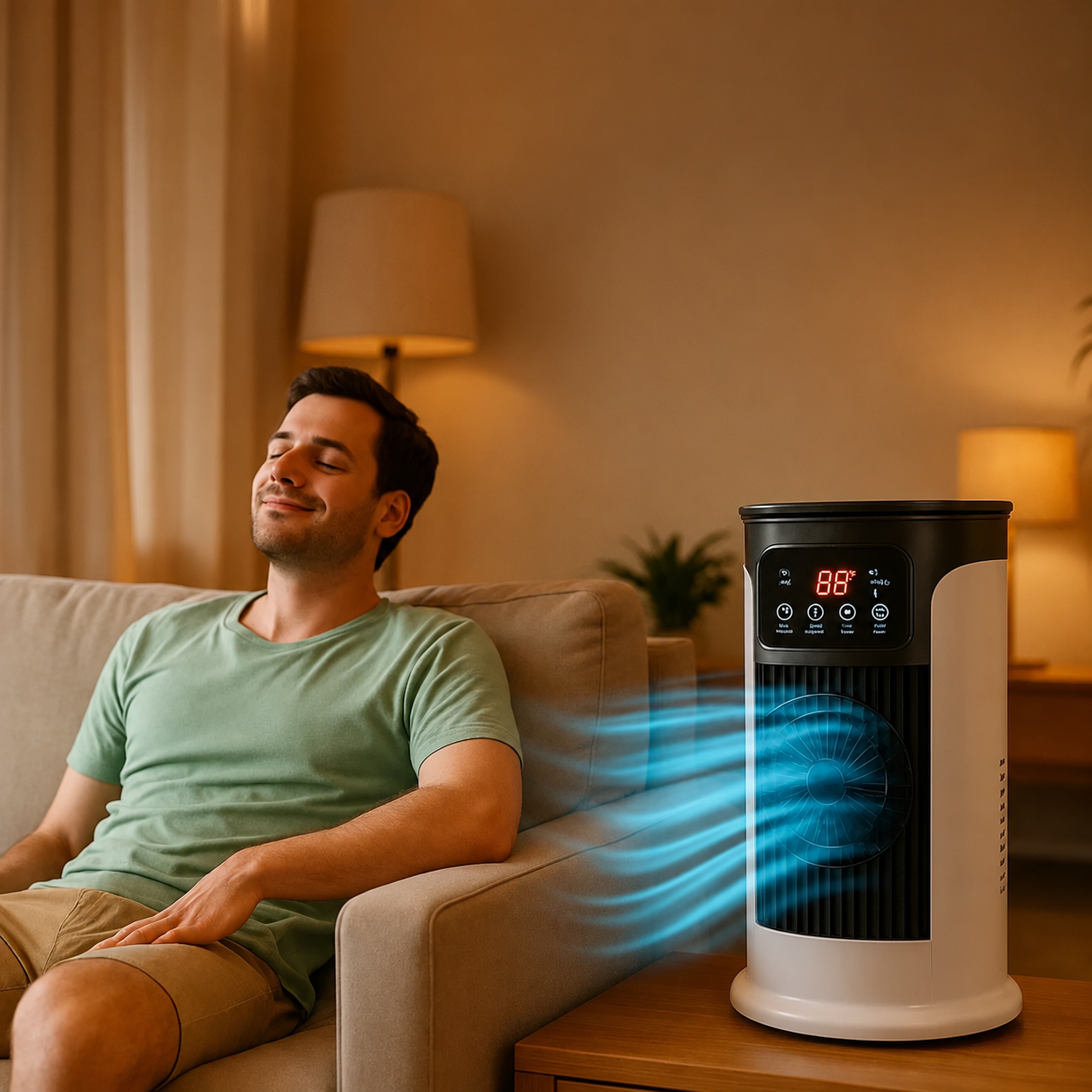 Přenosná Klimatizace s Tichým Ventilátorem a Nastavitelnou Rychlostí – Úsporný Design do Pokoje a Bytu