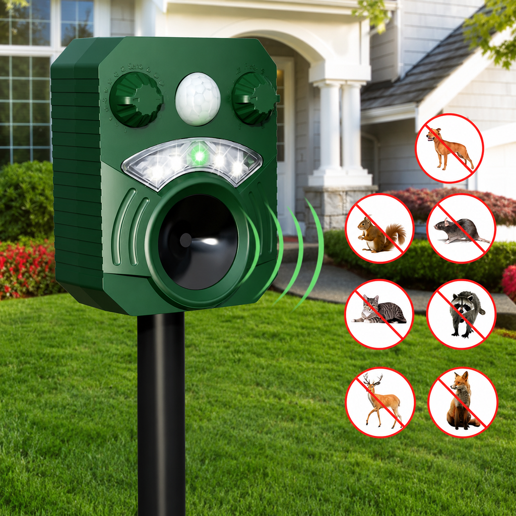 Pohybem Aktivovaný Odstrašovač Zvířat s Solárním Nabíjením a Vodotěsnou Konstrukcí – 5 Frekvenčních Režimů