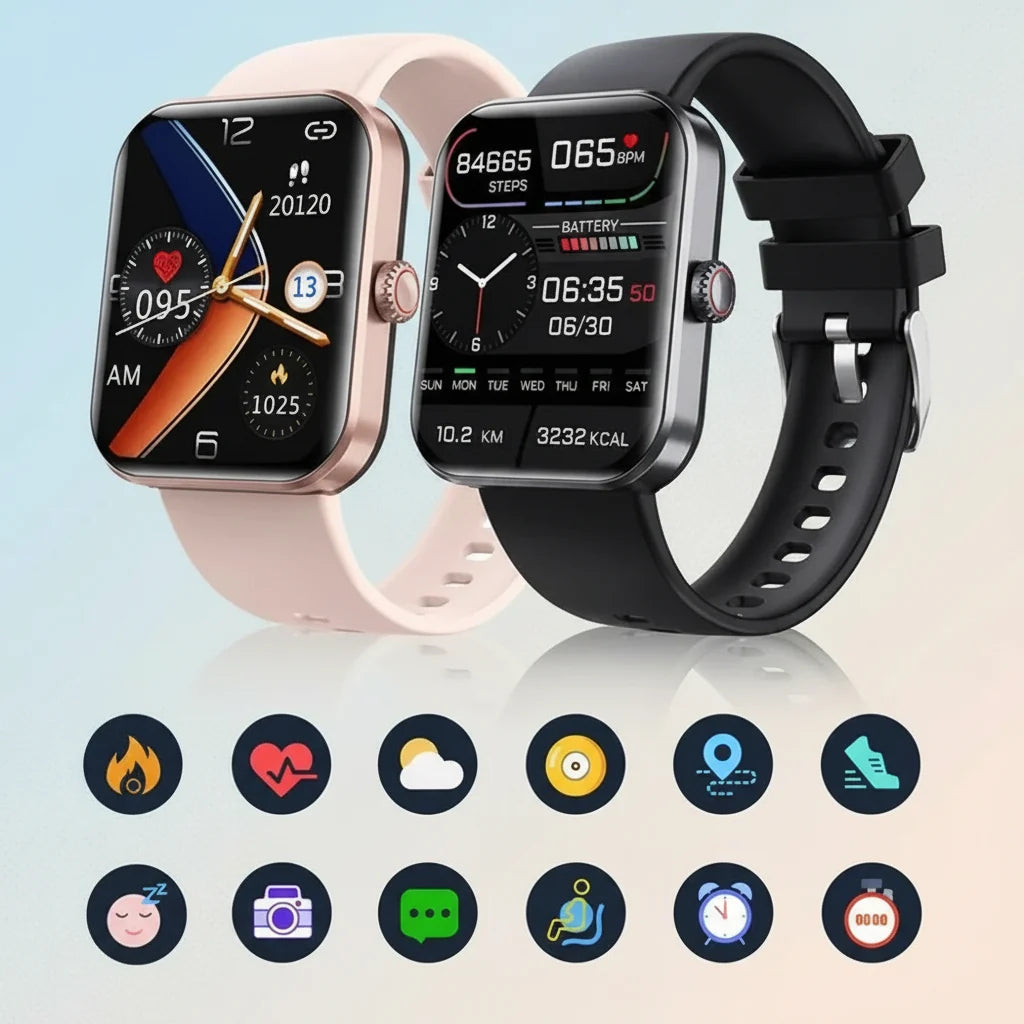 Chytré hodinky s měřením krevního tlaku a cukru, fitness sledováním, odolným designem a silikonovým 4