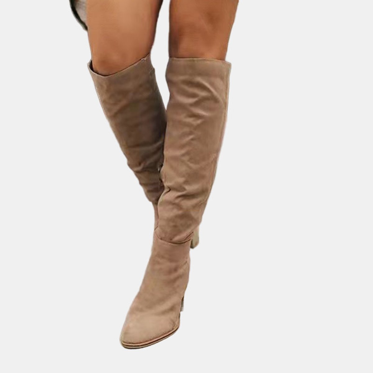 Dámské kotníkové boty na podpatku s blokovým podpatkem, elegantní nadkolenní silueta, 5