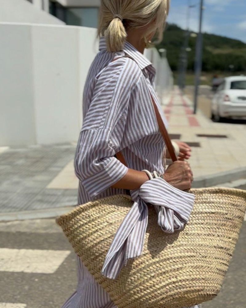 Dámské midi šaty s knoflíky a pruhy – pohodlný letní styl 4
