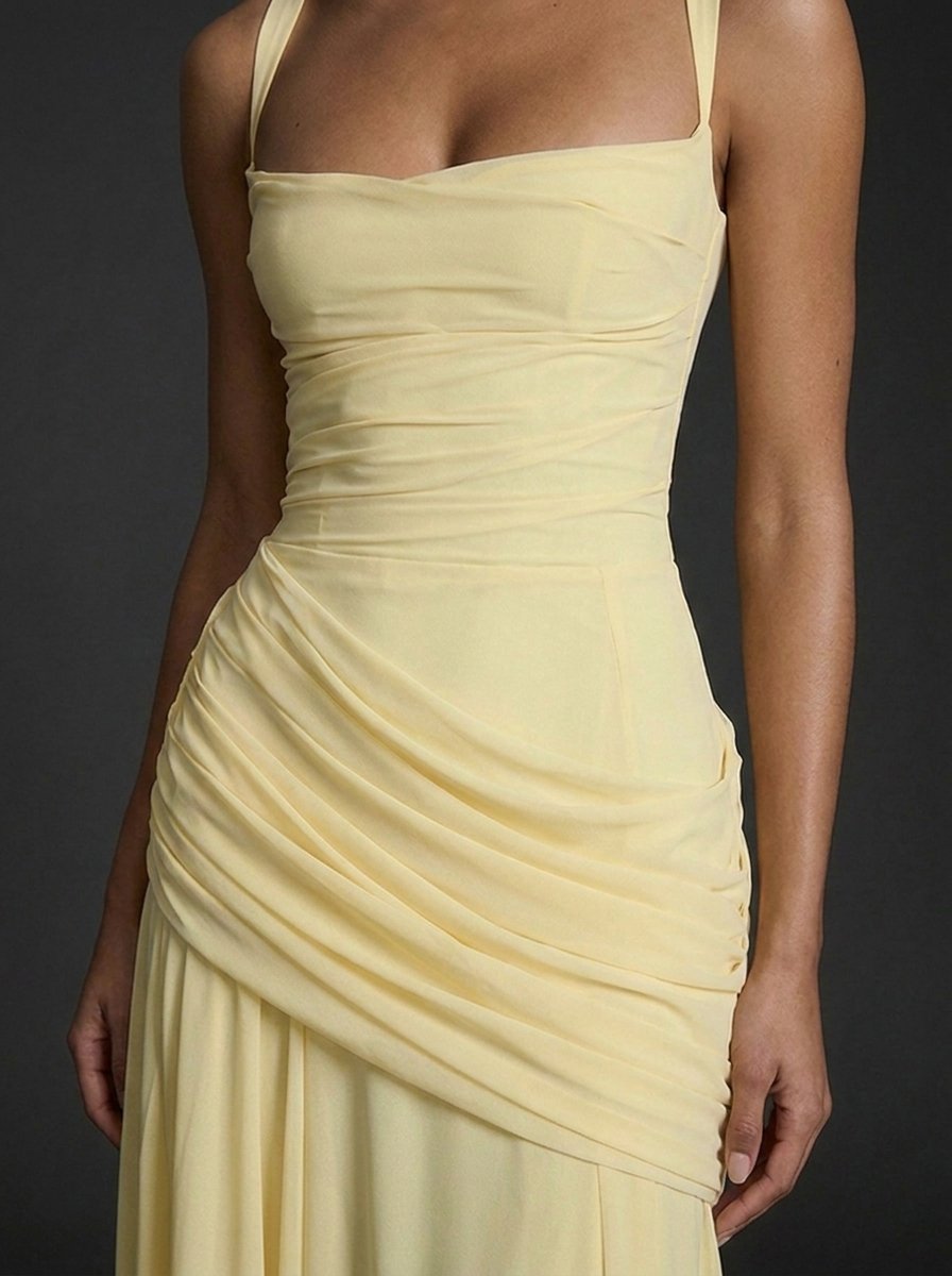 Dámské volánkové maxi šaty s hranatým výstřihem – elegantní svatební outfit 1