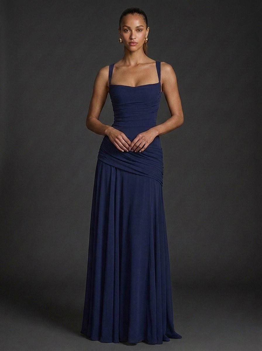 Dámské volánkové maxi šaty s hranatým výstřihem – elegantní svatební outfit 4