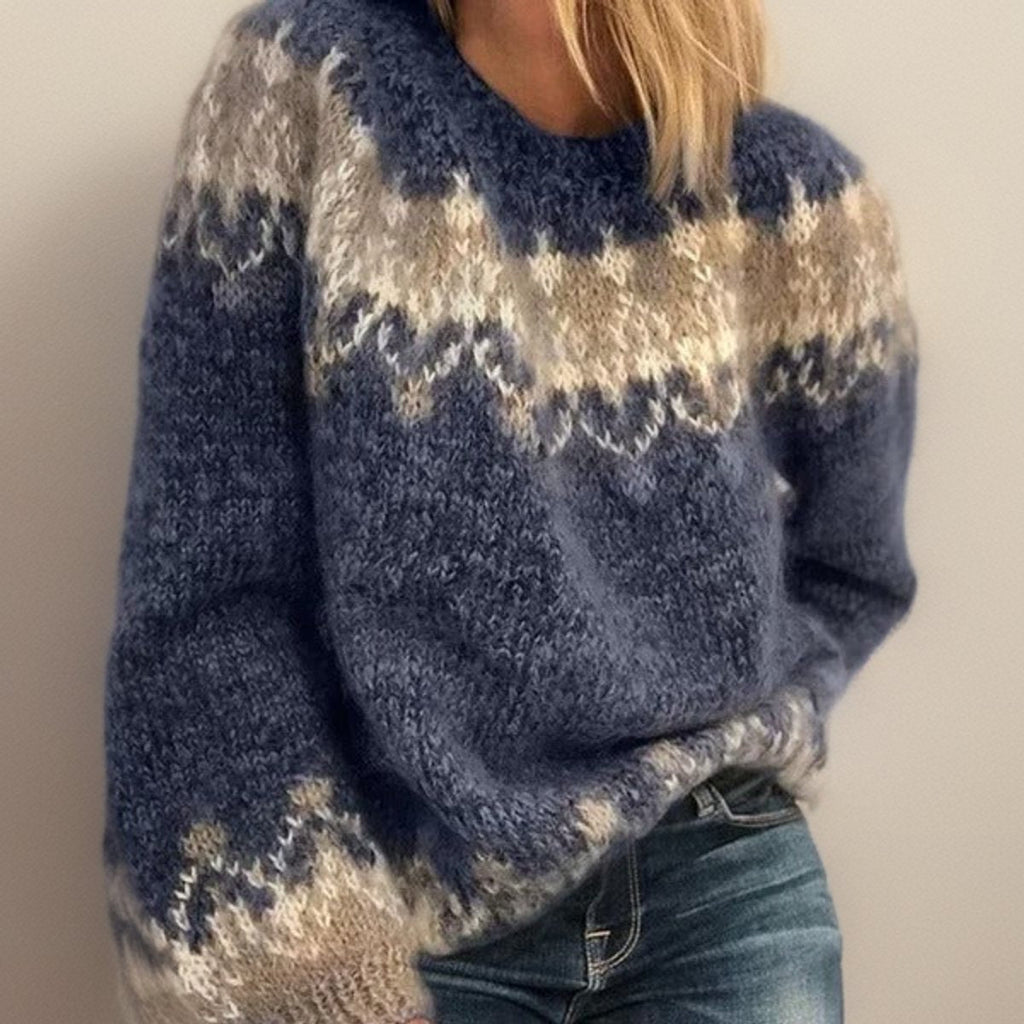 Dámský svetr Fair Isle Jacquard s uvolněným střihem, vyrobený z měkké pleten 0