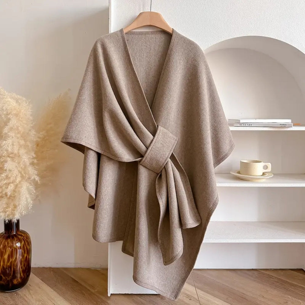 Dámský větruodolný šálový kabát z měkkého akrylu, ideální pro elegantní podzimní styl 0