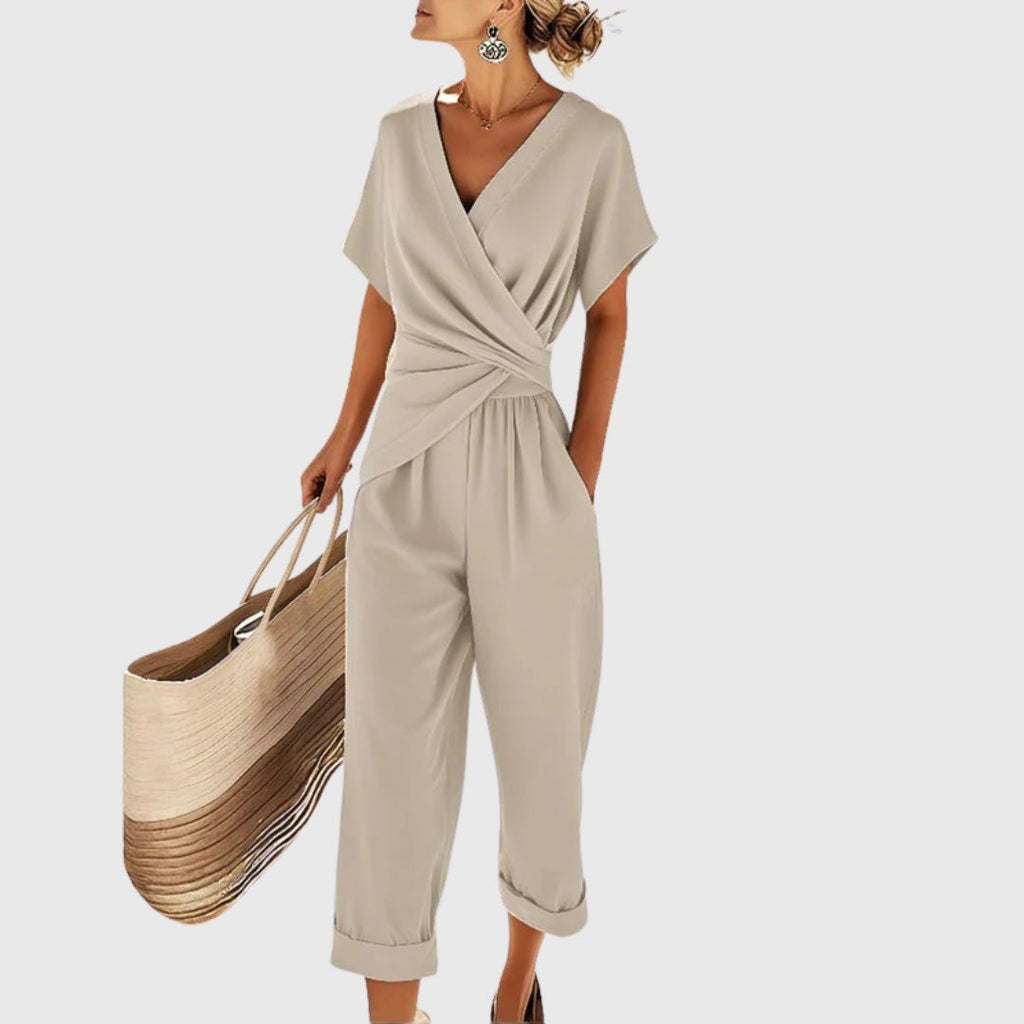 Dámský dvoudílný outfit s twist-front střihem – měkká tkanina, volný střih pro ležérní i elegantní příležitosti 1