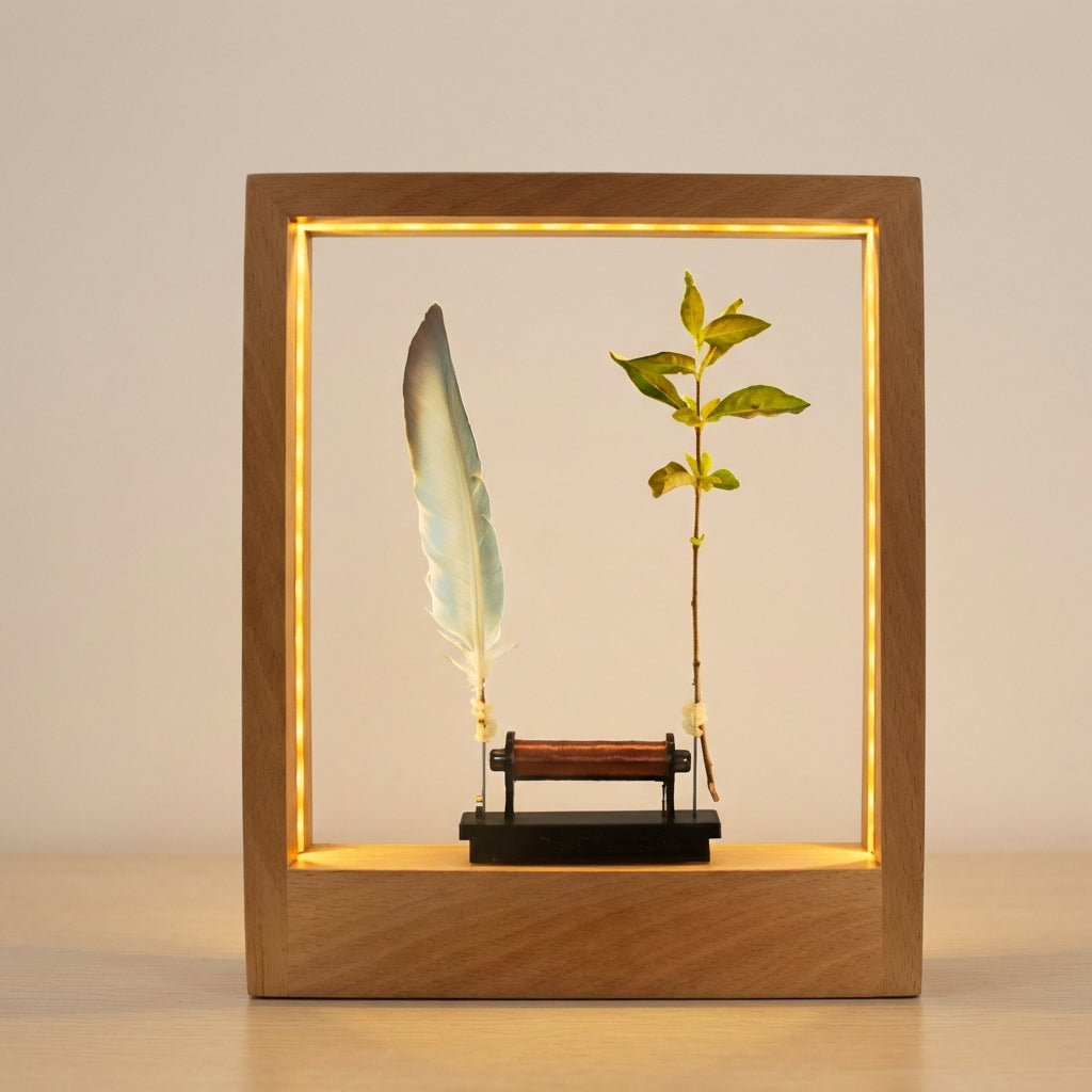 Dekorativní LED lampa s efektem peří v minimalistickém designu – na stůl nebo na zeď 2