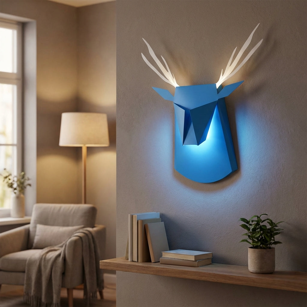 Dekorativní nástěnná lampa Silueta jelena + Měkké LED osvětlení + Rustikální styl + 38 cm x 35 cm 1