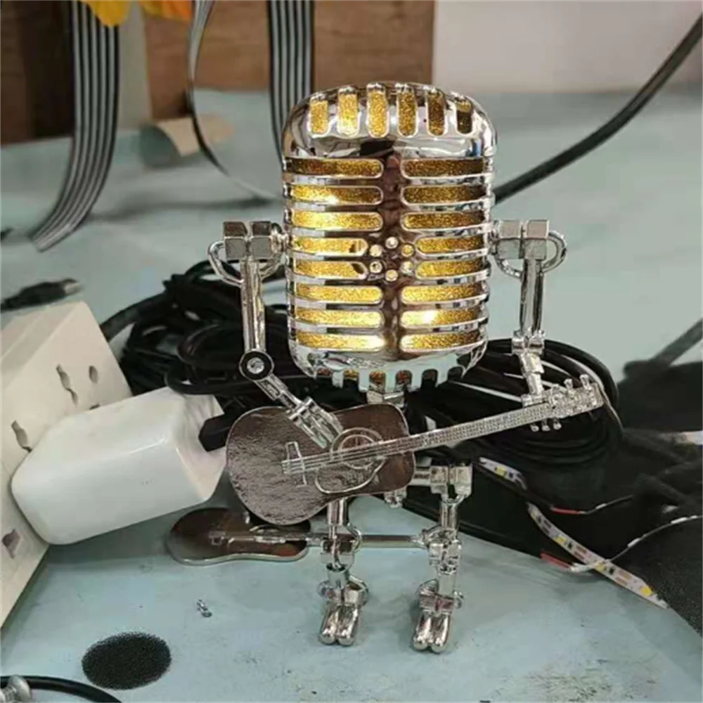 Designová robotická stolní lampa s kytarou pro moderní a kreativní interiéry 4