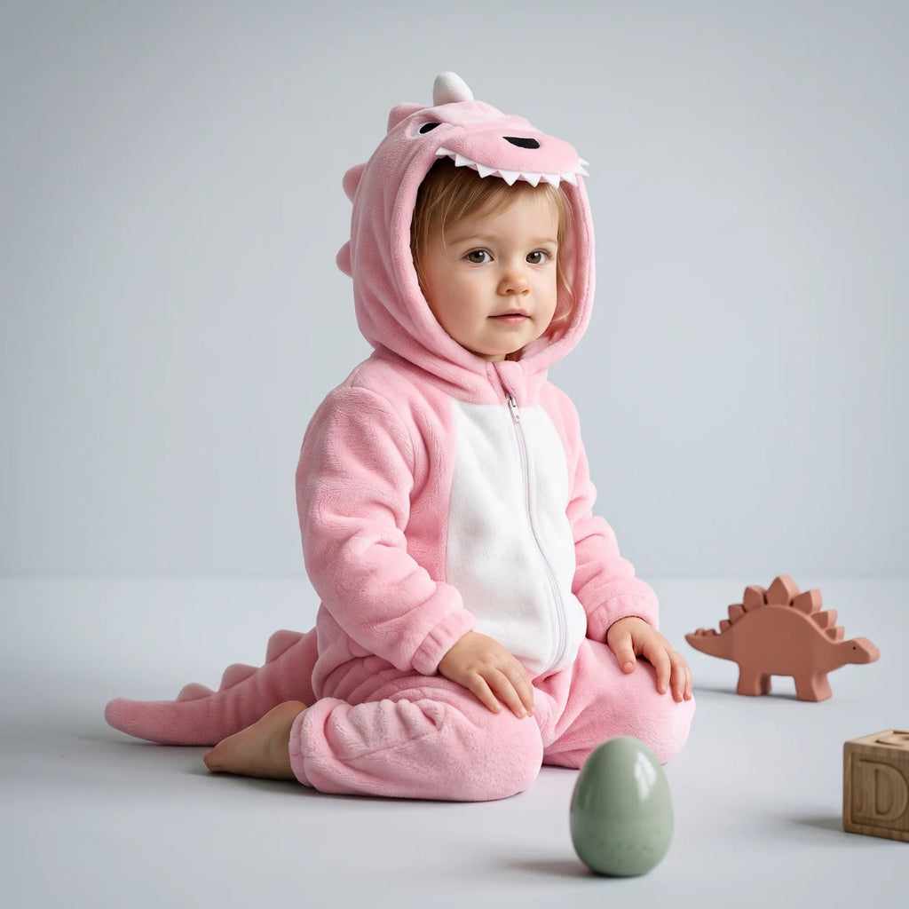 Dětský flísový overal s dinosaurem, celopropínací zip, měkký flanelový fleece, ideální 8