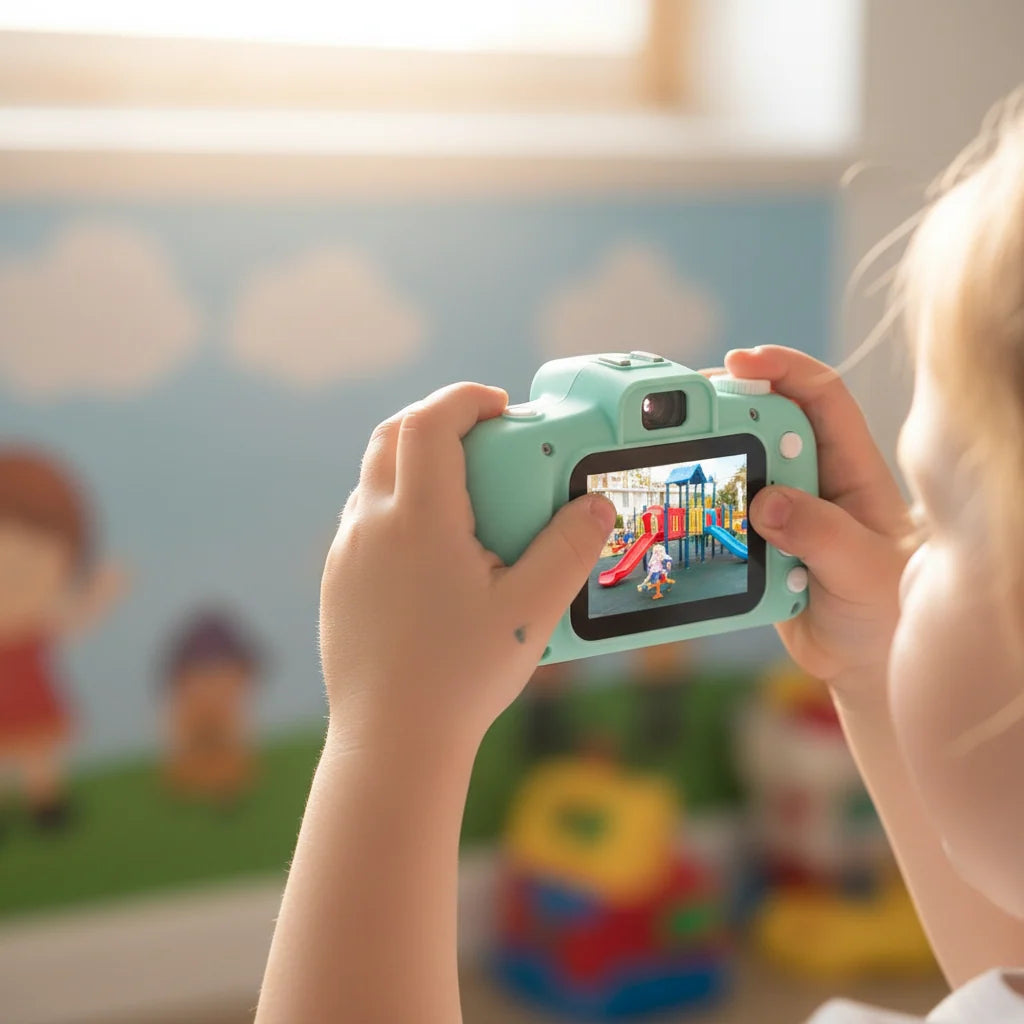 Dětský fotoaparát 12MP s HD videem, 64GB karta, odolný design, ideální pro kreativní 10