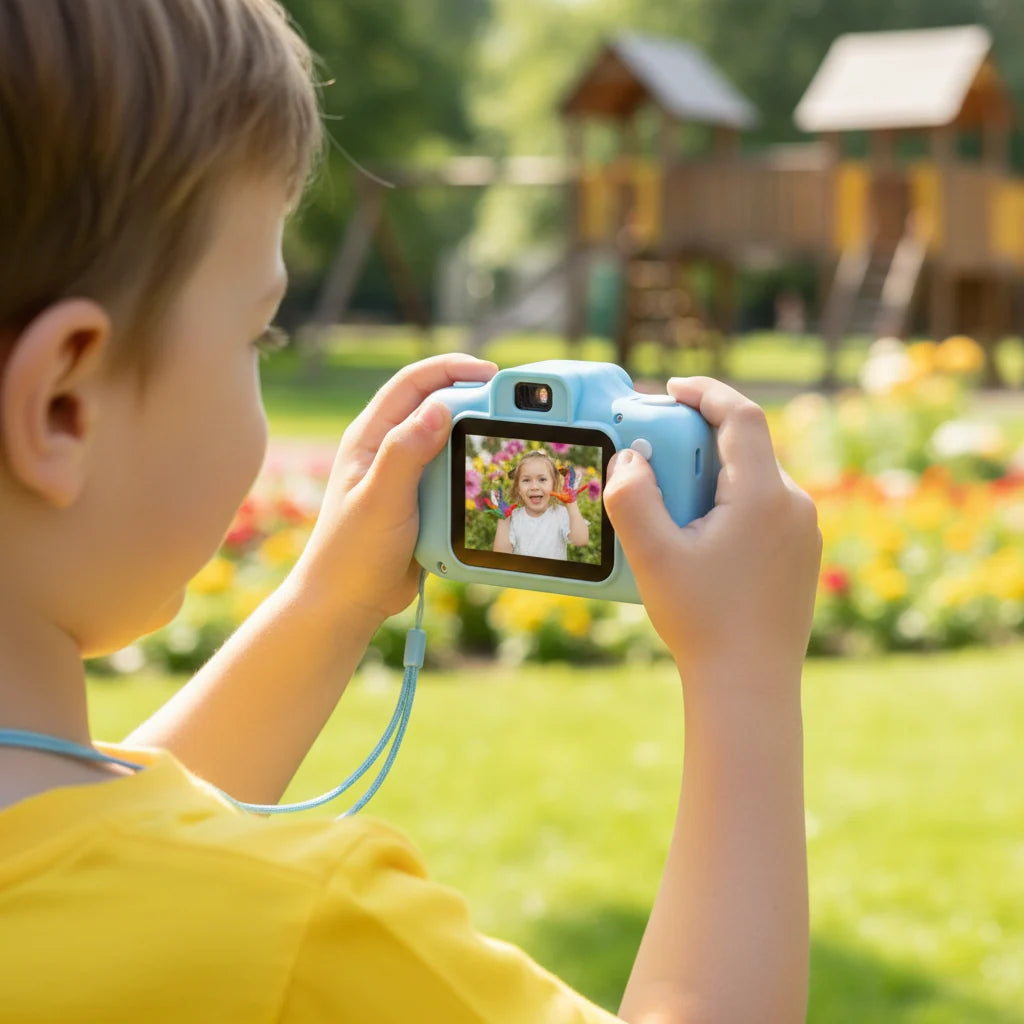 Dětský fotoaparát 12MP s HD videem, 64GB karta, odolný design, ideální pro kreativní 2