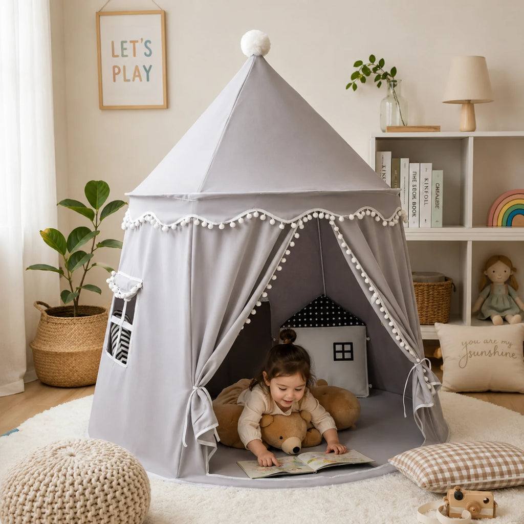 Dětský stan teepee pro hraní a relaxaci, skládací design s pastelovými barvami, vyrobený 6